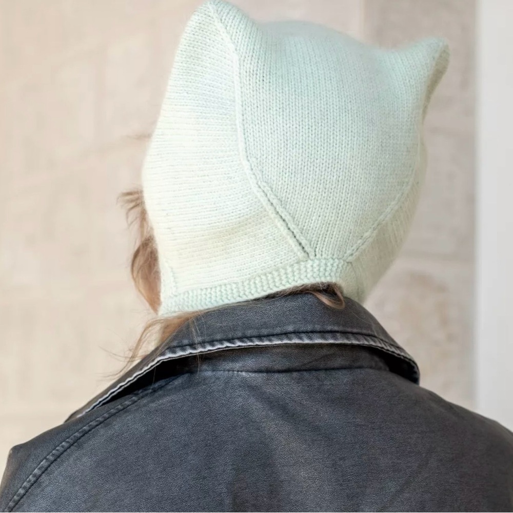 Mint Green Cat Ears Knit Beanie